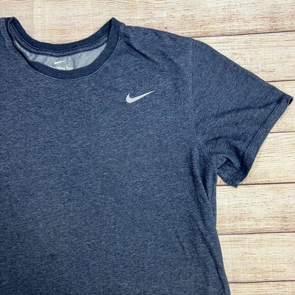 Nike Dri-FIT Men's Short Sleeve Athletic T-Shirt XL Navy Blue Heather Workout - Picture 8 of 8